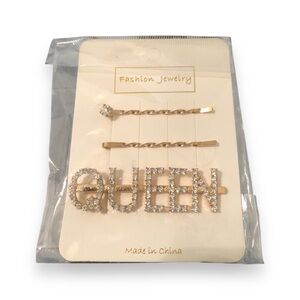 💚Gold and Silver Crystal Rhinstone Hair Pins 3pc Set